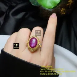 Nhẫn oval Ruby Nam Phi, vàng 18k - Hình ảnh 5