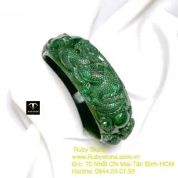 Vòng bản ngọc bích Canada chạm khắc Tứ linh (Long - Lân - Quy - Phụng) - Hình ảnh 6