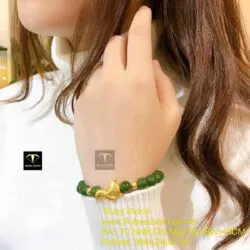 Vòng tay ngọc bích Canada mix charm vàng hồ ly 24k - Ảnh 2