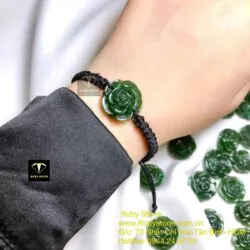 Vòng tay Hoa mẫu đơn ngọc bích Canada xanh đậm Vòng tay Hoa mẫu đơn ngọc bích Canada xanh đậm