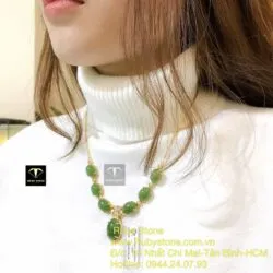 Vòng cổ Oval Ngọc bích Canada, vàng 18k - Ảnh 6