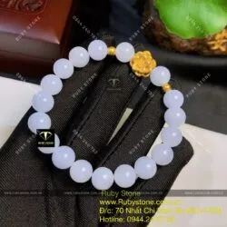 Vòng chuỗi Cẩm thạch tử la lan, mix charm vàng liên hoa 24k - Hình ảnh 8