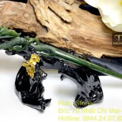 Trâm cài tóc liên hoa ngọc bích chạm tay tinh xảo