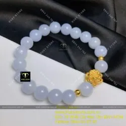 Vòng chuỗi Cẩm thạch tử la lan, mix charm vàng liên hoa 24k - Hình ảnh 3