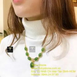 Vòng cổ Oval Ngọc bích Canada, vàng 18k - Ảnh 2