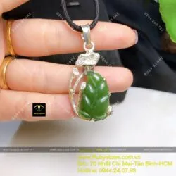 Mặt dây chuyền chiếc lá Ngọc bích, bạc 925 - Hình ảnh 4