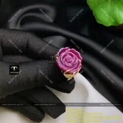 Nhẫn hoa hồng Ruby Nam Phi, vàng 18k - Hình ảnh 2