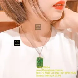 Mặt dây chuyền liên hoa ngọc bích, KT 30-34mm - Hình ảnh 7