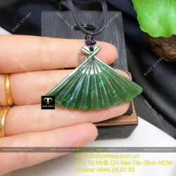 Mặt dây chuyền quạt ngọc bích Canada xanh đậm - Hình ảnh 5