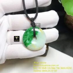 Đồng điếu ngọc Cẩm thạch sơn thuỷ xanh lý, KT 26-28mm - Ảnh 5