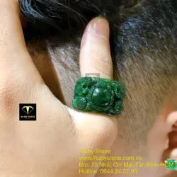 Nhẫn song Long chầu nguyệt ngọc bích Canada, bản 18mm - Ảnh 4