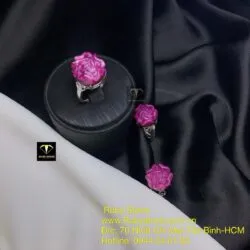 Nhẫn bạc hoa mẫu đơn Ruby Nam Phi - Ảnh 5