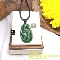 Ngọc bội như ý ngọc bích Canada xanh đậm, KT 38mm