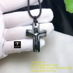 Mặt dây chuyền Thánh giá ngọc Cẩm thạch, kích thước 40mm - Ảnh 3