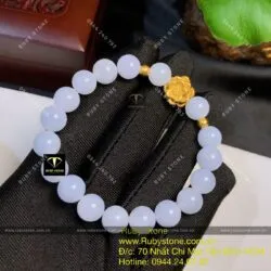 Vòng chuỗi Cẩm thạch tử la lan, mix charm vàng liên hoa 24k - Hình ảnh 4