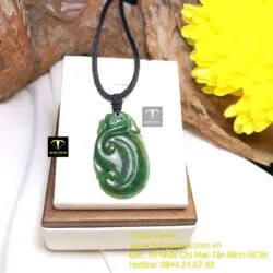 Ngọc bội như ý ngọc bích Canada xanh đậm, KT 38mm - Hình ảnh 3