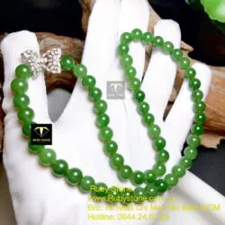 Vòng cổ ngọc bích Canada xanh lá 8 ly (54 hạt) - Ảnh 4