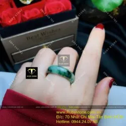 Nhẫn ngọc Cẩm thạch sơn thuỷ kính (jadeite A) - Ảnh 4