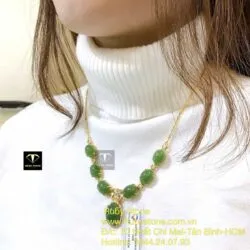 Vòng cổ Oval Ngọc bích Canada, vàng 18k - Ảnh 7