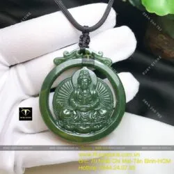 Phật Quan Âm ngọc bích Canada tạc tay tinh xảo, KT 51mm - Ảnh 6