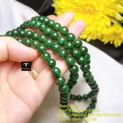 Vòng chuỗi Ngọc bích 108 hạt 8 ly xanh lý đậm - Ảnh 7