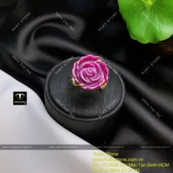 Nhẫn hoa hồng Ruby Nam Phi, vàng 18k - Hình ảnh 4