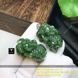 Tỳ hưu ngọc bích Canada chạm trổ tinh xảo, KT 37mm - Ảnh 2