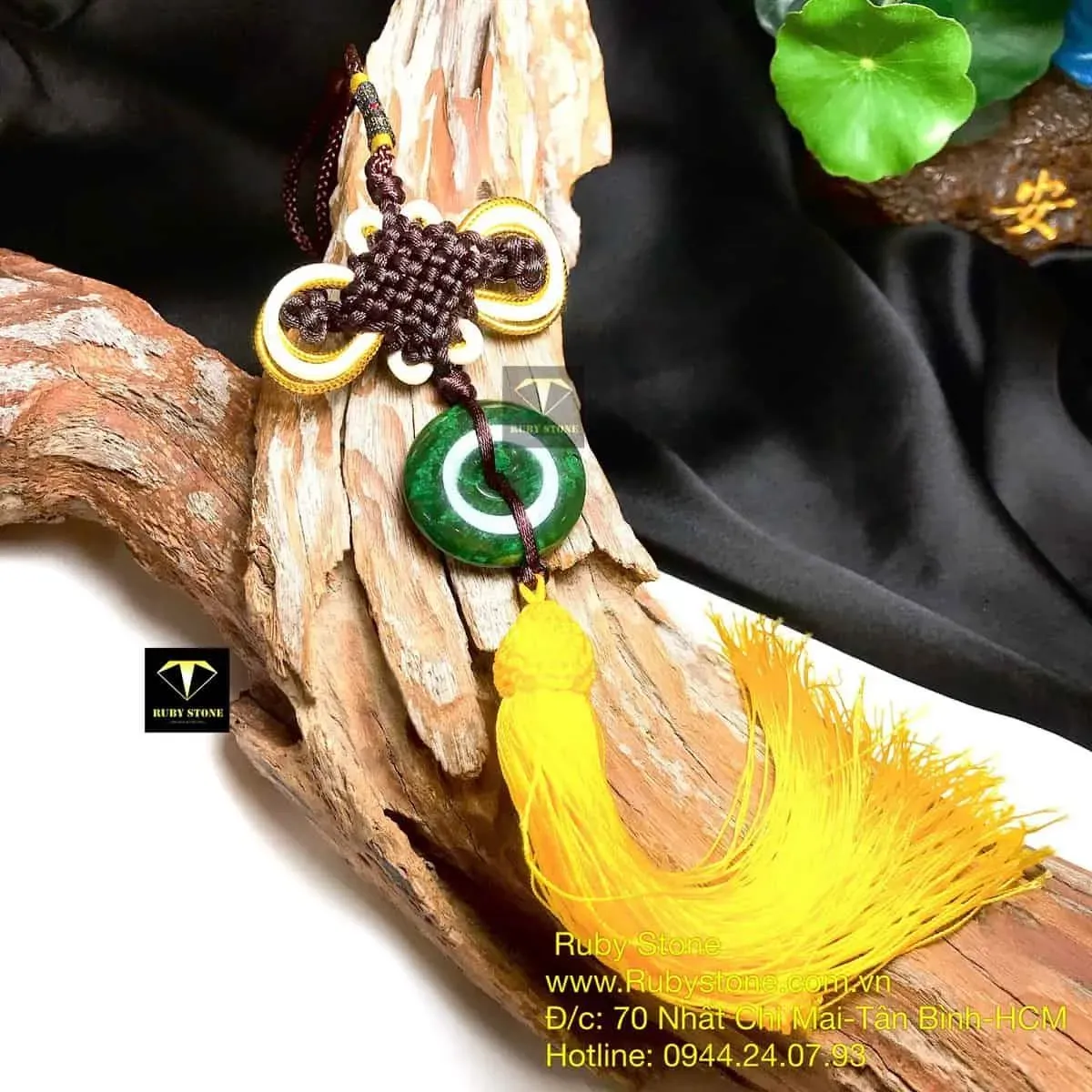 Móc treo xe đồng điếu bình an ngọc bích Canada Móc treo xe đồng điếu bình an ngọc bích Canada - Ảnh 3