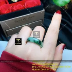 Nhẫn ngọc Cẩm thạch sơn thuỷ kính (jadeite A) - Ảnh 3