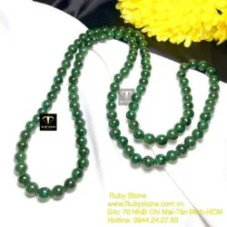 Vòng chuỗi Ngọc bích 108 hạt 8 ly xanh lý đậm - Ảnh 6