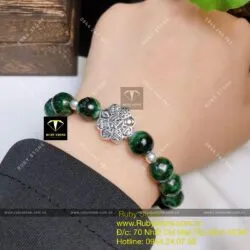 Vòng chuỗi Cẩm thạch sơn thuỷ Myanmar mix charm bạc - Ảnh 3
