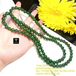 Vòng chuỗi Ngọc bích 108 hạt 8 ly xanh lý đậm - Ảnh 9