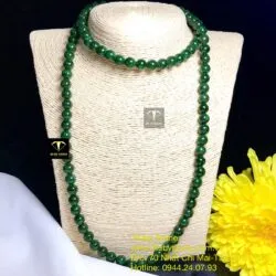 Vòng chuỗi Ngọc bích 108 hạt 8 ly xanh lý đậm