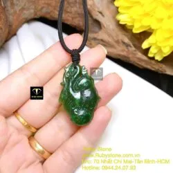 Ngọc bội như ý ngọc bích Canada xanh đậm, KT 35mm - Hình ảnh 5