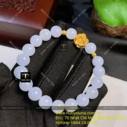 Vòng chuỗi Cẩm thạch tử la lan, mix charm vàng liên hoa 24k - Hình ảnh 7