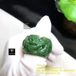 Nhẫn Long-Phụng Ngọc bích chạm trổ tinh xảo - Hình ảnh 2