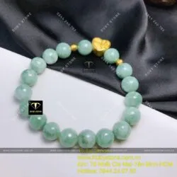 Vòng tay ngọc Cẩm thạch đậu lý, mix charm vàng 24k - Ảnh 6