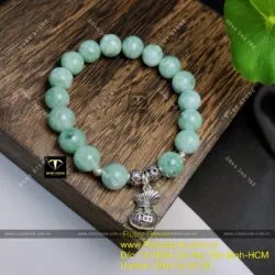 Vòng chuỗi Cẩm thạch đậu lý mix charm bạc