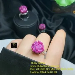 Nhẫn bạc hoa mẫu đơn Ruby Nam Phi - Ảnh 7