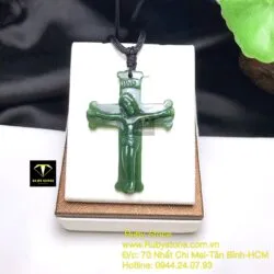 Thánh giá ngọc bích chạm tay tinh xảo, KT 50mm - Ảnh 4