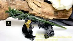 Trâm cài tóc liên hoa ngọc bích chạm tay tinh xảo - Ảnh 3