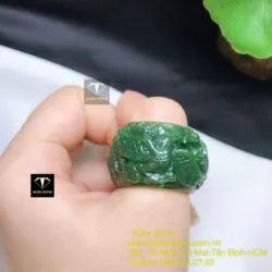 Nhẫn Long-Phụng Ngọc bích chạm trổ tinh xảo - Hình ảnh 4