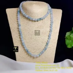 Vòng cổ ngọc Cẩm thạch phiêu lam hoa 108 hạt - Hình ảnh 3