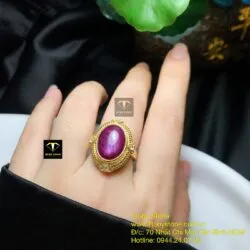 Nhẫn oval Ruby Nam Phi, vàng 18k - Hình ảnh 7