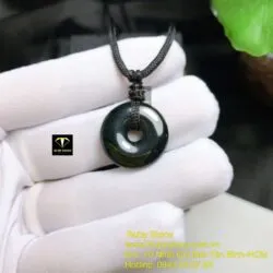 Đồng điếu ngọc Cẩm thạch đen huyền, KT 22mm