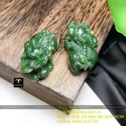 Tỳ hưu ngọc bích Canada chạm trổ tinh xảo, KT 37mm - Ảnh 10
