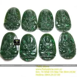 Phật bản mệnh ngọc bích Canada xanh đậm, kích thước 51mm - Ảnh 4
