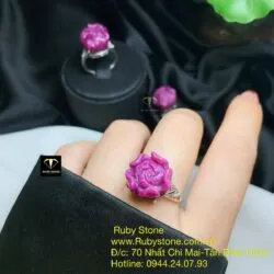 Nhẫn bạc hoa mẫu đơn Ruby Nam Phi - Ảnh 2