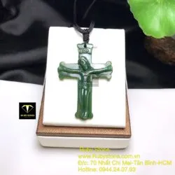 Thánh giá ngọc bích chạm tay tinh xảo, KT 50mm - Ảnh 2