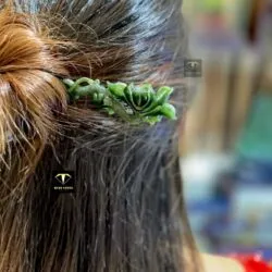 Trâm cài tóc liên hoa ngọc bích chạm tay tinh xảo